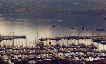 The modern marina of Porto Vecchio as seen from the town