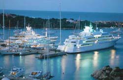 The luxury yachts at rest